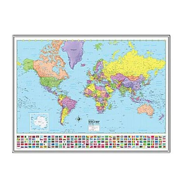 Universal Map Group Llc Universal Map 16473 World Advanced Political Mounted & Silver Framed Map 16473